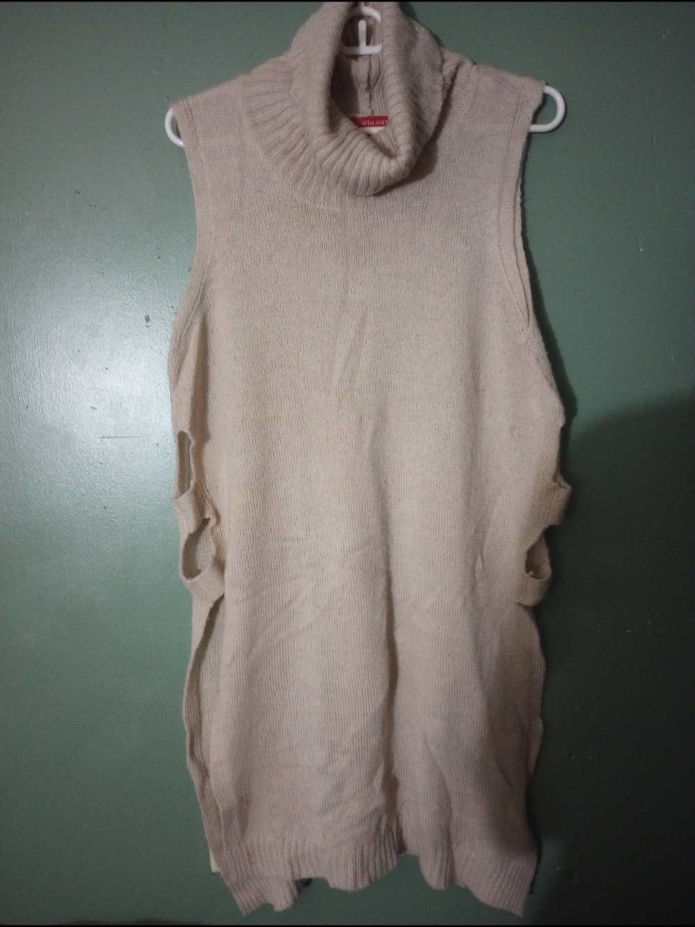 Saks Fifth Avenue Cream Sleeveless Cowl Neck Tunic Sweater